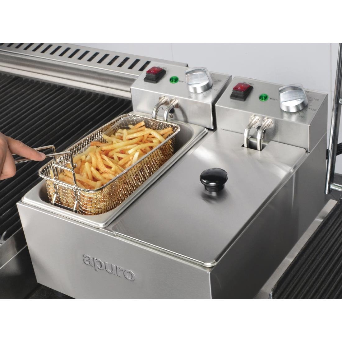 Apuro Twin Tank Twin Basket Countertop Fryer 2x 3Ltr