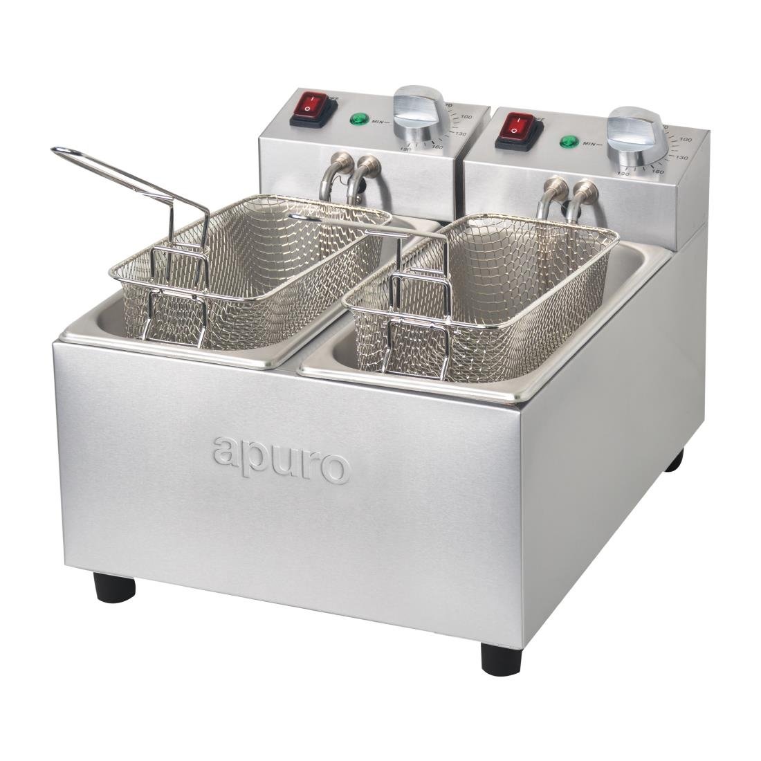 Apuro Twin Tank Twin Basket Countertop Fryer 2x 3Ltr