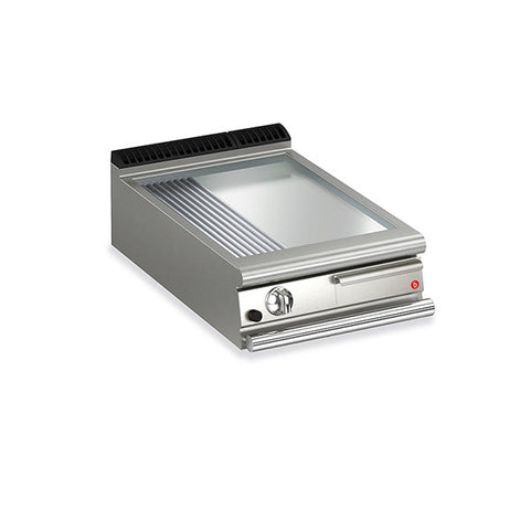 Baron 1 Burner Gas Fry Top With 2/3 Smooth 1/3 Ribbed Chrome Plate And Thermostat Control - 900Mm Depth