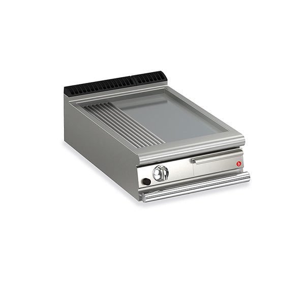 Baron 1 Burner Gas Fry Top With 2/3 Smooth 1/3 Ribbed Mild Steel Plate - 900Mm Depth