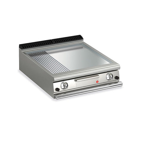 Baron 2 Burner Gas Fry Top 700Mm Depth With 2/3 Smooth 1/3 Ribbed Chrome Plate And Thermostat Control