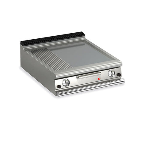 Baron 2 Burner Gas Fry Top With 2/3 Smooth 1/3 Ribbed Mild Steel Plate - 900Mm Depth