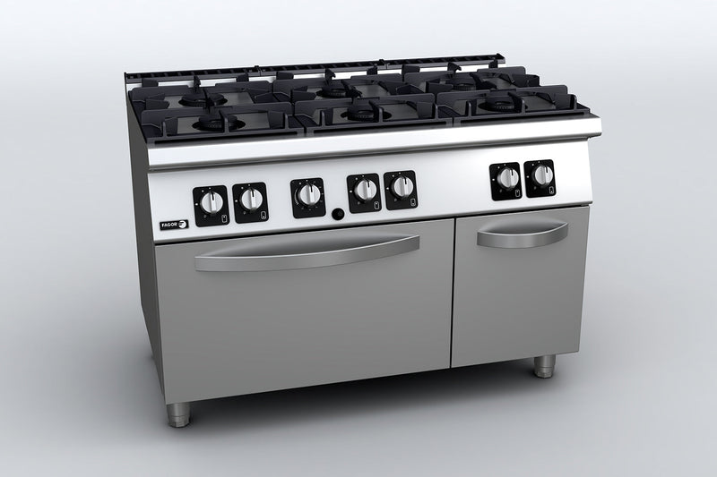 Fagor 700 Series Natural Gas 6 Burner With Gas Oven And Neutral Cabinet Under CG7-61H
