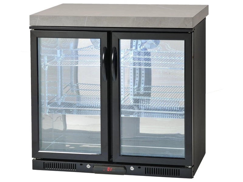 Crossray BBQ & Double Side Cabinet with 1 x Flat Bench Tops, 1 x Underbench Sink & Double Fridge