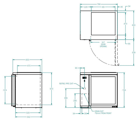 Williams Glass Chiller - Two Door Remote Spring Loaded Glass Chiller - 500 x 500 baskets GC15RGDSL