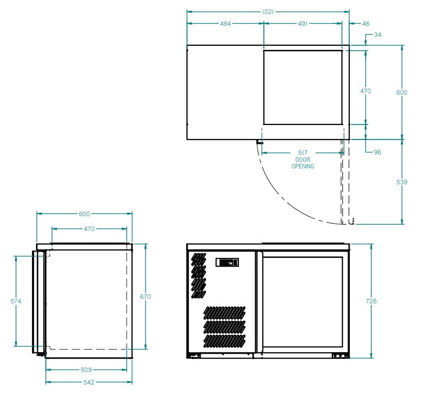 Williams One Door Glass Chiller With Two Shelves - 500 x 500 baskets