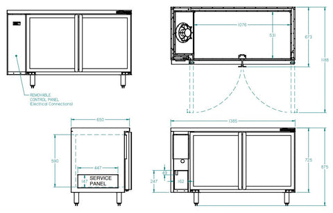 Williams Boronia - Two Door Stainless Steel Remote Back Bar Counter Display Refrigerator