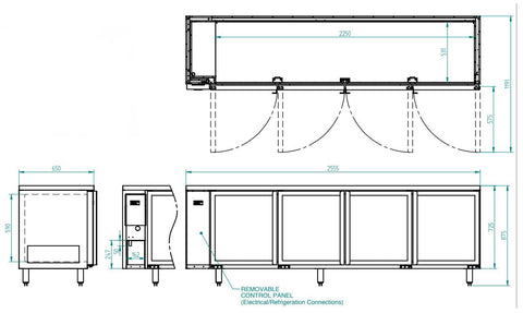 Williams Boronia - Four Door Black Colorbond Remote Back Bar Counter Display Refrigerator