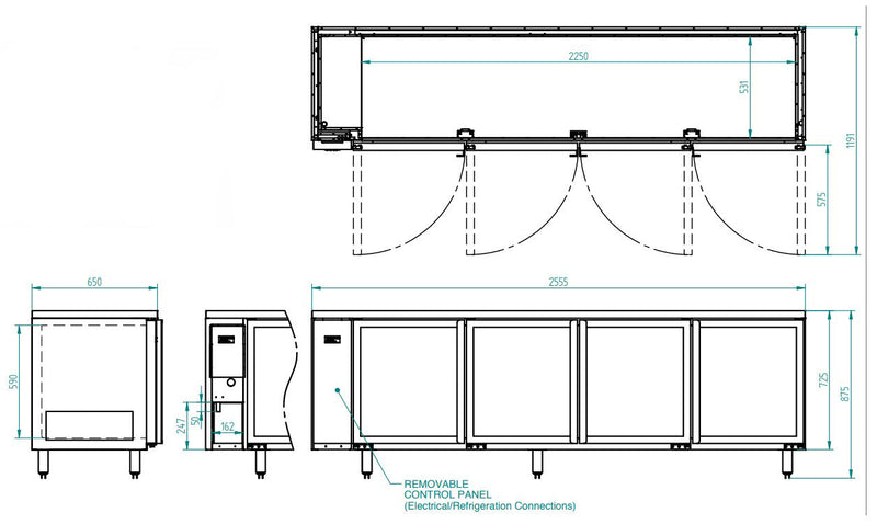 Williams Boronia - Four Door Stainless Steel Remote Back Bar Counter Display Refrigerator