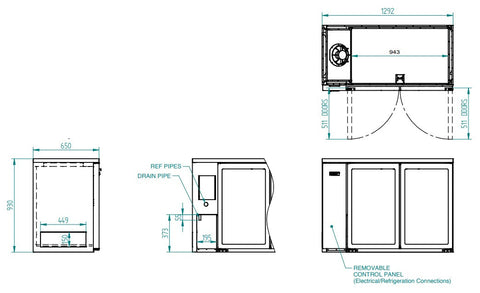 Williams Cameo - Two Door Black Colorbond Remote Back Bar Counter Display Refrigerator