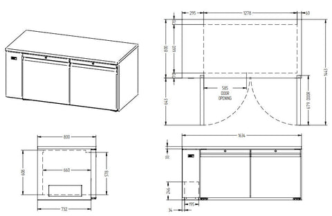 Williams Emerald - Two Door Stainless Steel Remote Under Counter Refrigerator With Blown Air Well HE2RSSBA