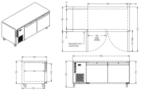 Williams Emerald - Two Door Stainless Steel Under Counter Refrigerator With Blown Air Well HE2USSBA