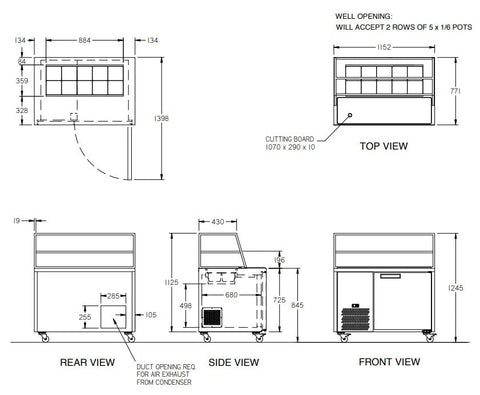 Williams Jade Sandwich - One Door White Colorbond Prep Counter Refrigerator With Blown Air Well HJ1SCBA