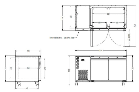 Williams Opal - Two Door Stainless Steel Under Counter Refrigerator With Blown Air Well HO2USSBA