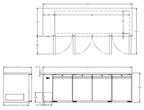 Williams Opal - Four Door Stainless Steel Remote Under Counter Freezer LO4RSS
