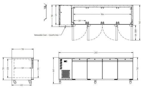 Williams Opal - Four Door Stainless Steel Under Counter Refrigerator With Blown Air Well HO4USSBA