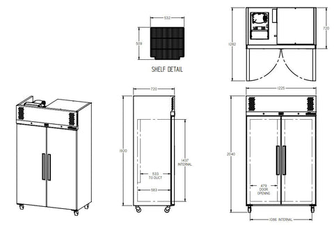 Williams Pearl - Two Door White Colorbond Upright Storage Refrigerator