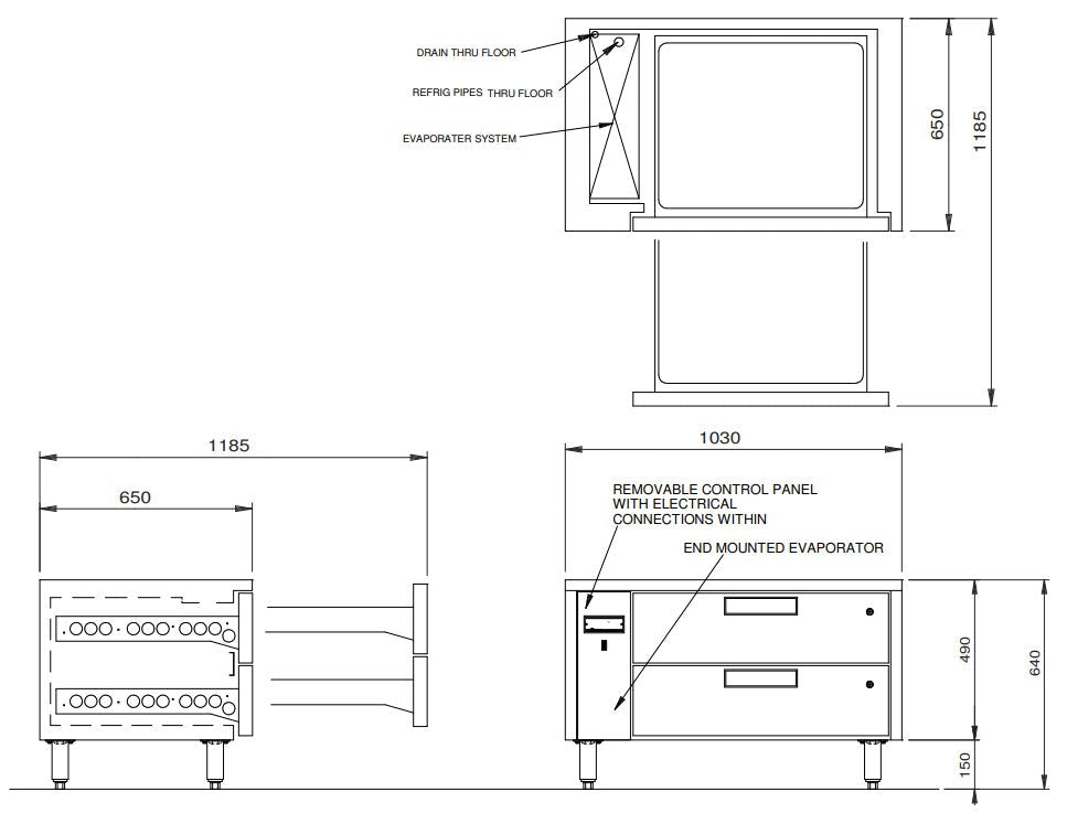 Williams Jarrah - Two Drawer Remote Lowline Refigerator