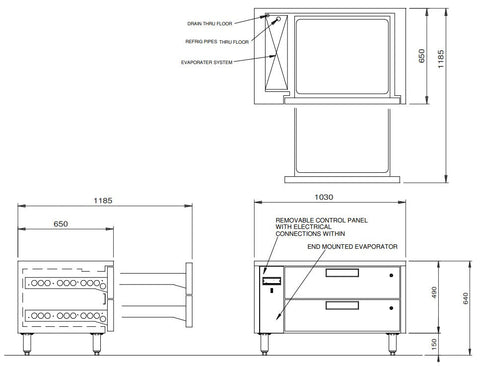 Williams Jarrah - Two Drawer Remote Lowline Refigerator