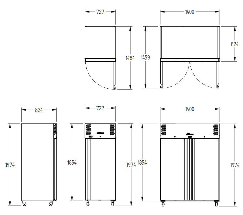 Williams Garnet - Two Door 2/1 Gn Stainless Steel Upright Freezer