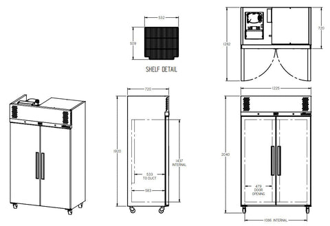 Williams Pearl - Two Door Stainless Steel Upright Storage Freezer