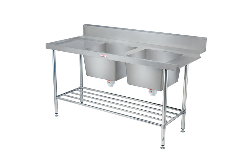 Simply Stainless SS09.DBR Double Sink Dishwasher Inlet Bench