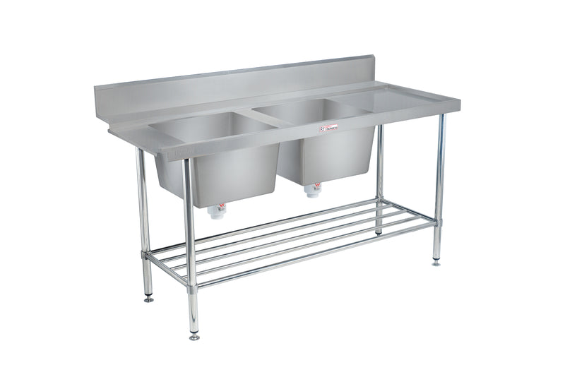 Simply Stainless SS09.DBL Double Sink Dishwasher Inlet Bench