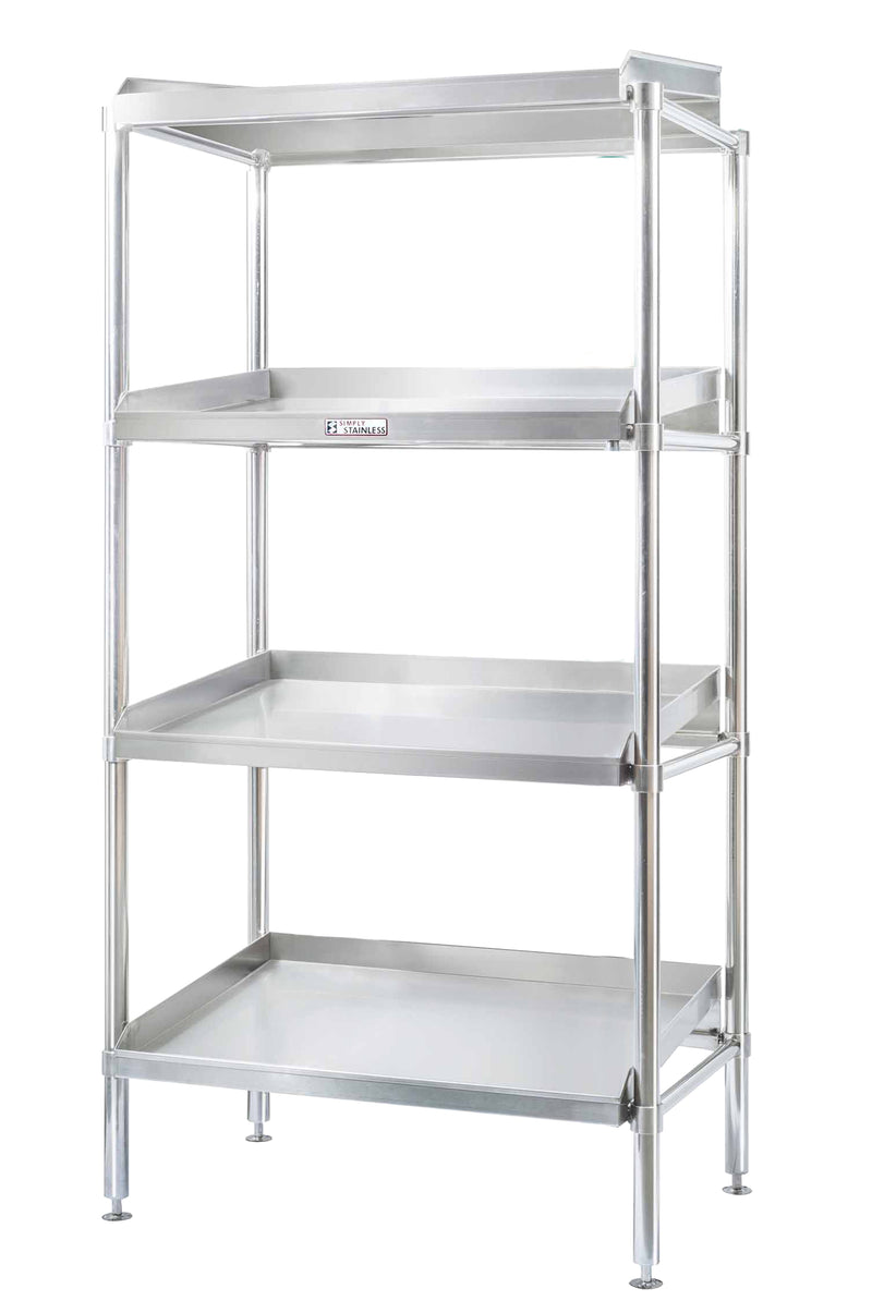 Simply Stainless SS17.DF Adjustable Standard Stainless Steel 4 Tier Shelving