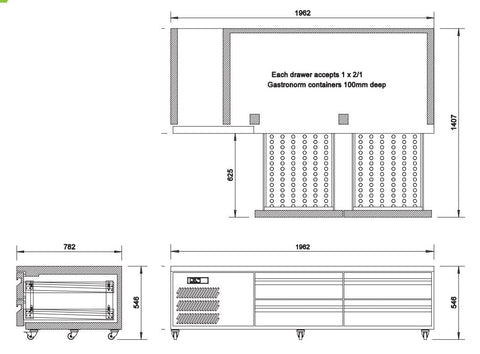 Williams Under Broiler Counter - Four Drawer Self Contained Lowline Refigerator