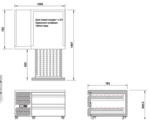 Williams Under Broiler Counter - Two Drawer Self Contained Lowline Refigerator