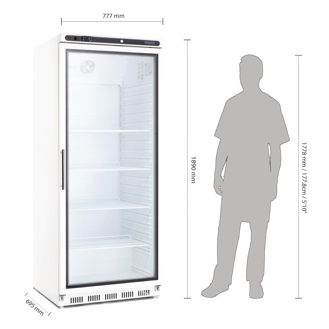 Polar C-Series Upright Display Fridge White 600Ltr