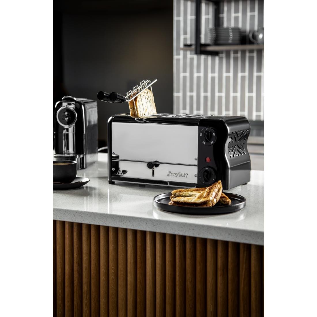 Rowlett Esprit 4 Slot Toaster Jet Black with Elements & Sandwich Cage