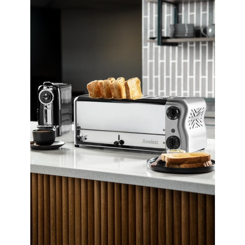 Rowlett Esprit 6 Slot Toaster Chrome with Elements & Sandwich Cage