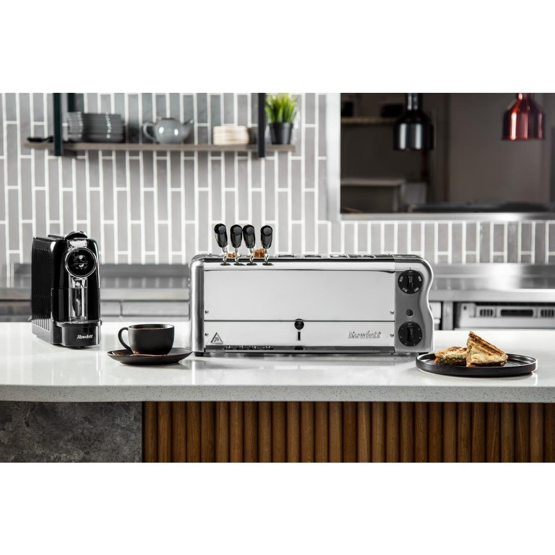 Rowlett Esprit 6 Slot Toaster Chrome with Elements & Sandwich Cage