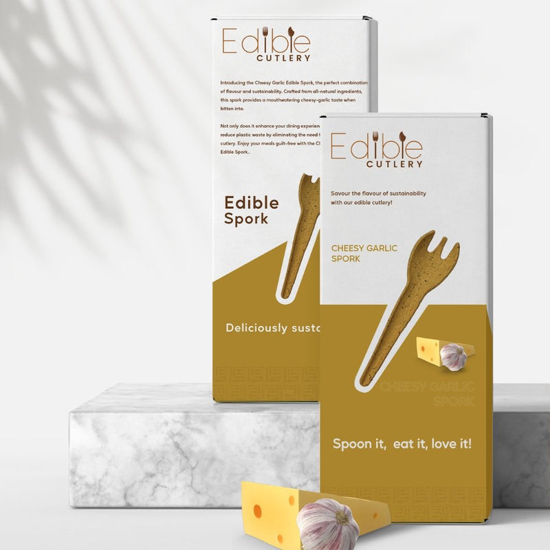 Edible Cheesy Garlic Spork - Carton of 1000