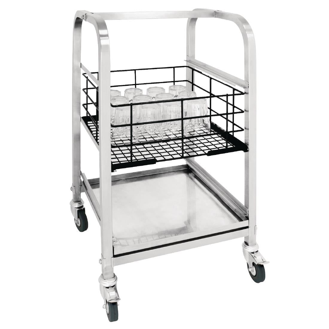 Vogue 3 Tier Glass Racking Trolley for 425mm Baskets