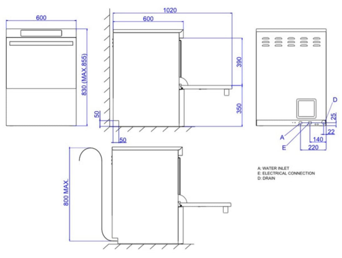 Fagor Evo-Concept Undercounter Dishwasher With Drain Pump CO-502BDD