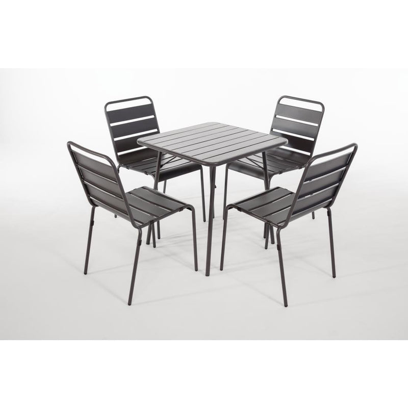 Bolero Square Slatted Steel Table Grey 700mm