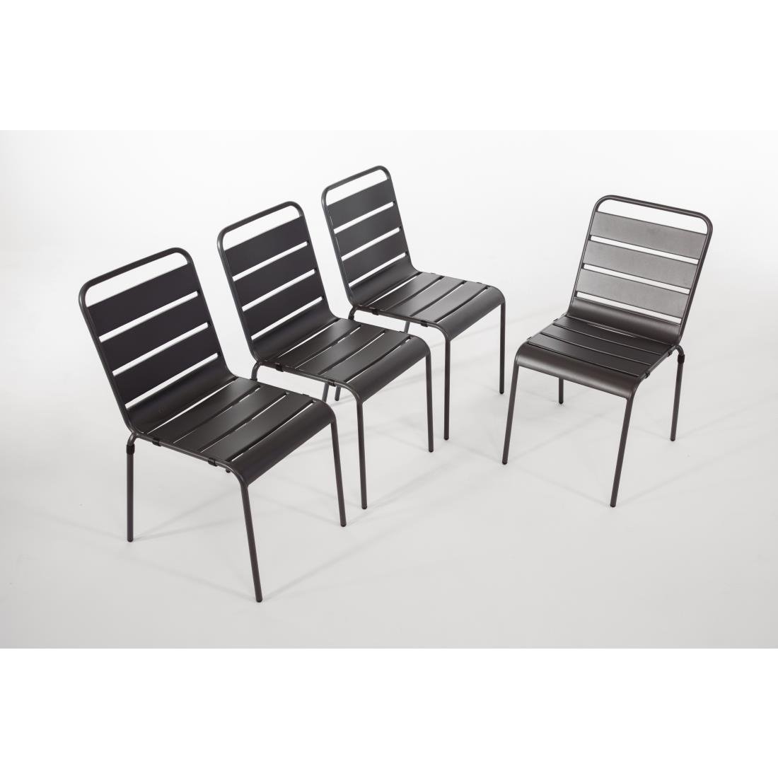 Bolero Slatted Steel Side Chairs Grey (Pack of 4)