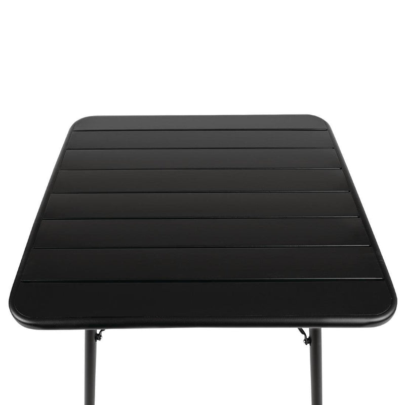 Bolero Square Slatted Steel Table Black 700mm