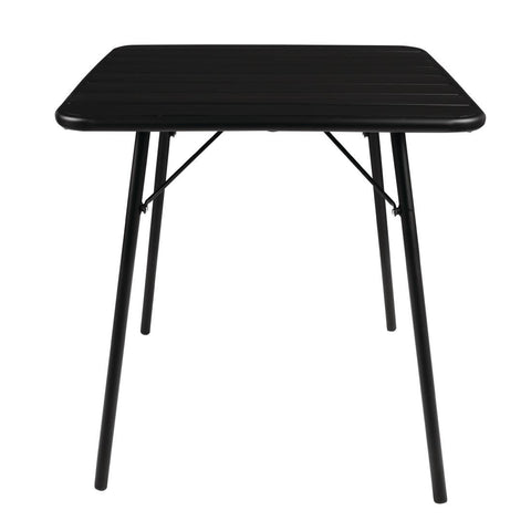 Bolero Square Slatted Steel Table Black 700mm