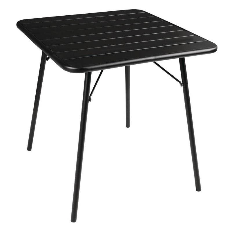 Bolero Square Slatted Steel Table Black 700mm
