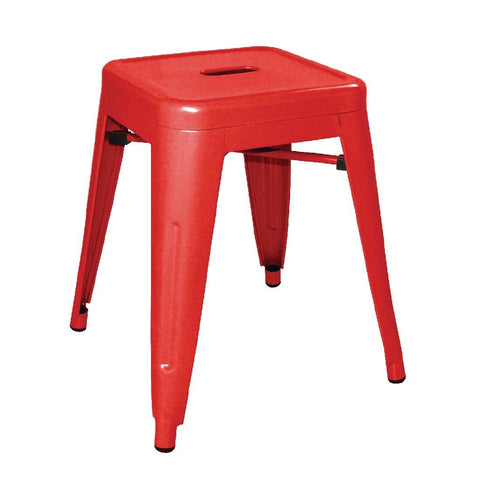 Bolero Low Metal Bar Stools Red (Pack of 4)