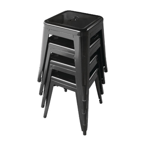 Bolero Low Metal Bar Stools Black (Pack of 4)