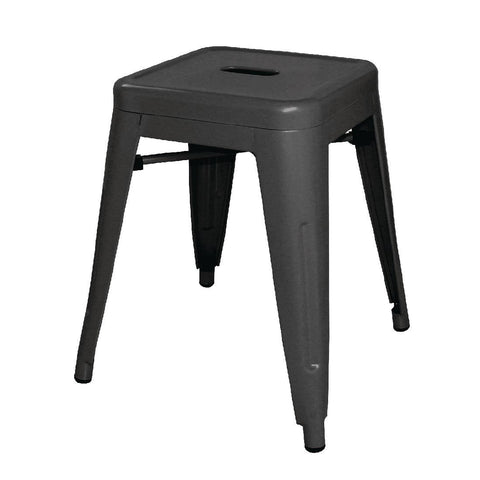 Bolero Low Metal Bar Stools Black (Pack of 4)