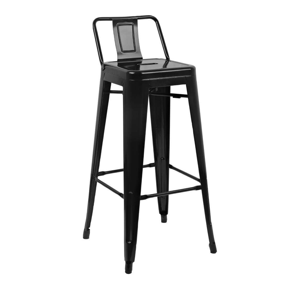 Bolero High Metal Bar Stools with Back Rests Black (Pack of 4)