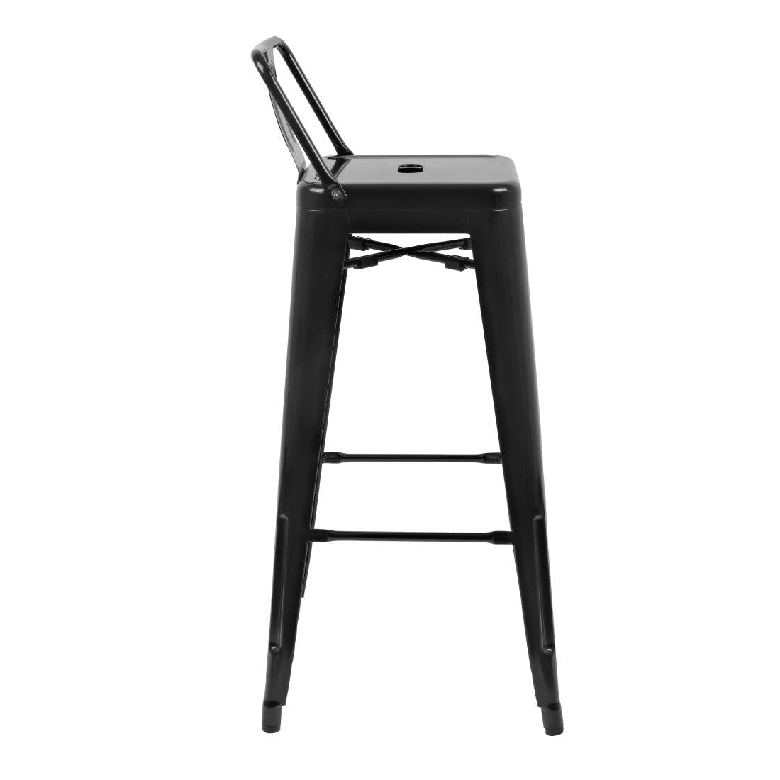 Bolero High Metal Bar Stools with Back Rests Black (Pack of 4)