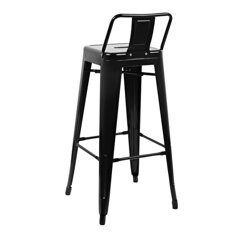 Bolero High Metal Bar Stools with Back Rests Black (Pack of 4)
