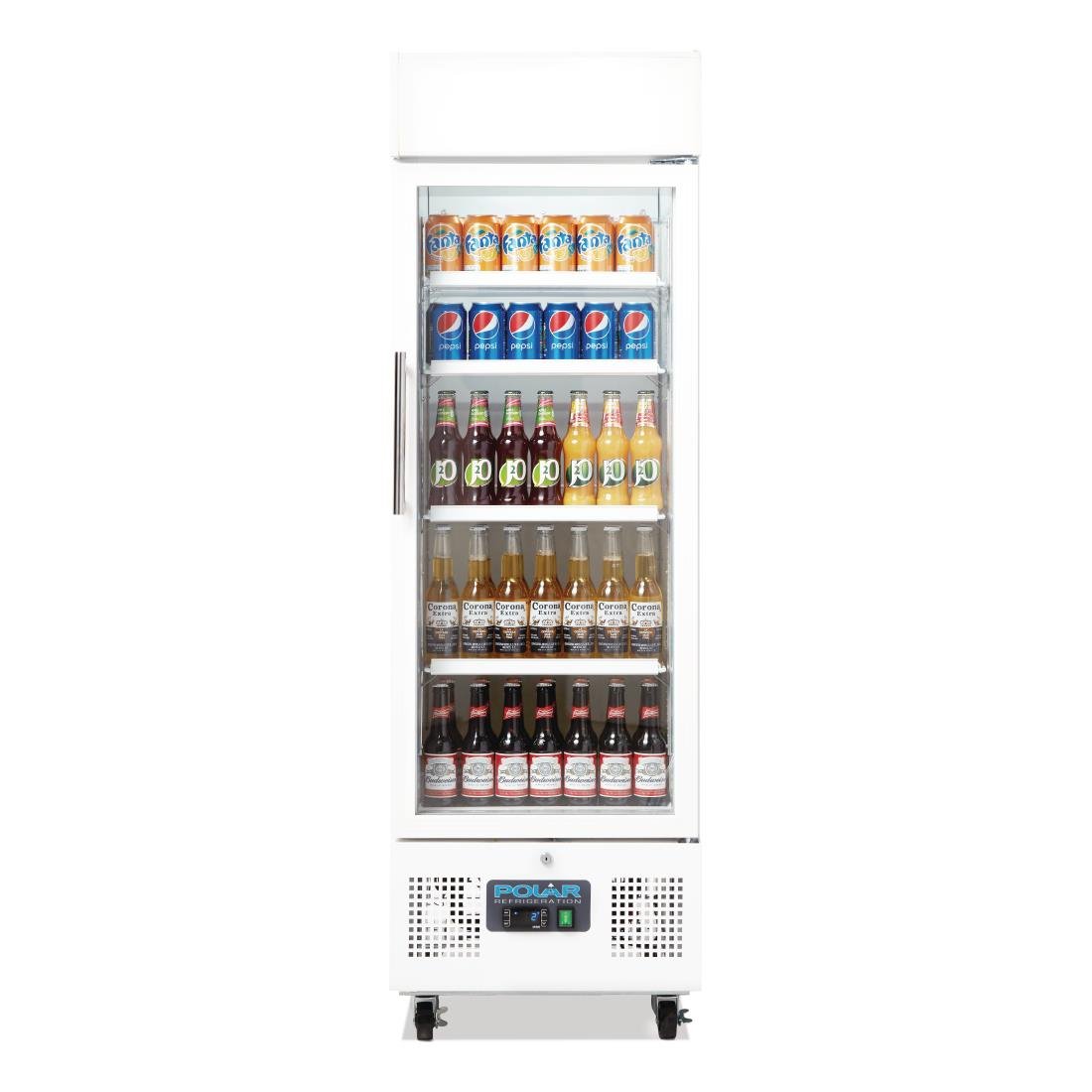 Polar G-Series Upright Display Fridge White 218Ltr