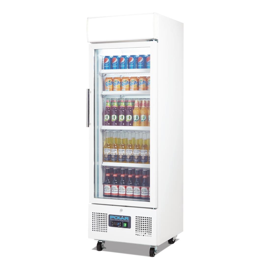 Polar G-Series Upright Display Fridge White 218Ltr